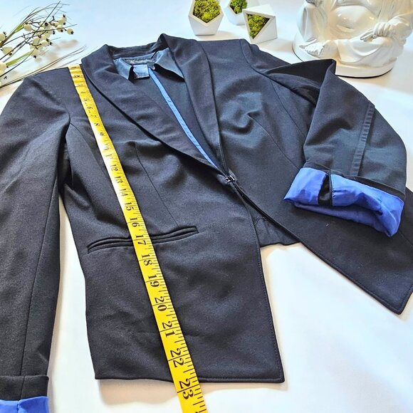 Classic Black Blazer with Blue Cuffs - Picture 11 of 12